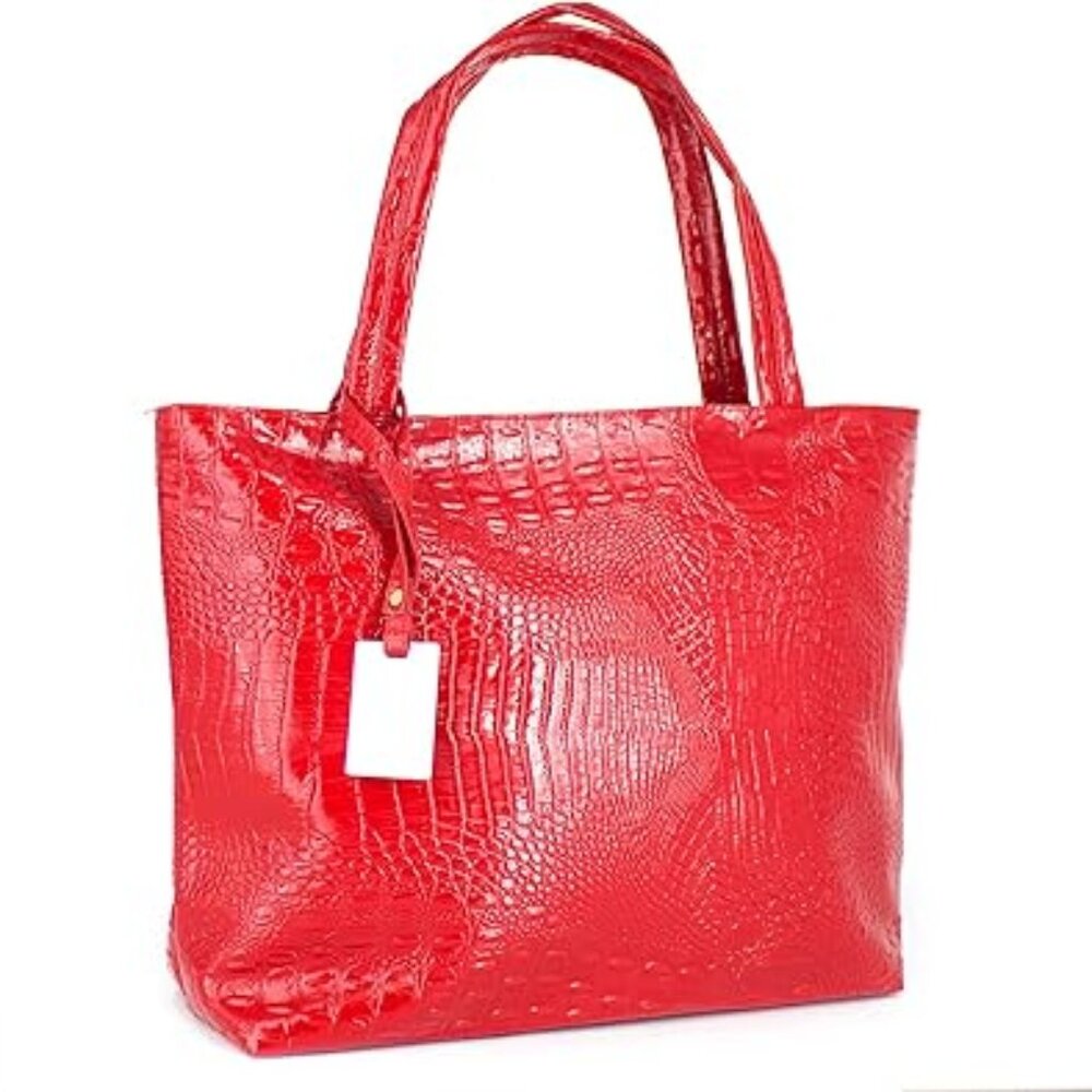 Womens Large Tote Shoulder Handbag Purse Travel Satchel Stylish Fuax Leather Cro